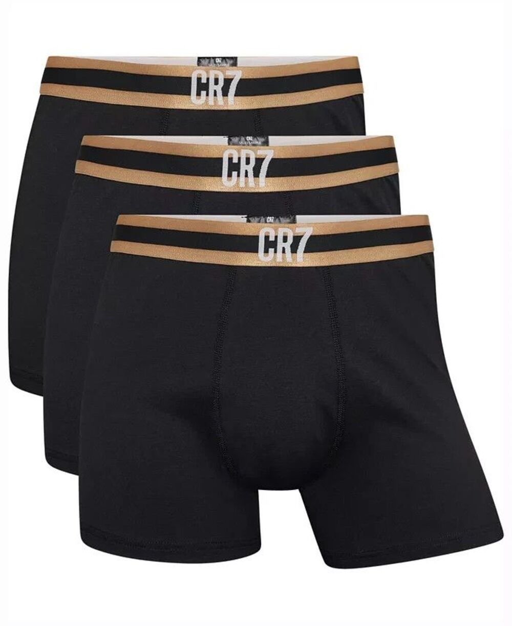 CRISTIANO RONALDO CR7 Boxer Briefs Mens XL Black 3-Pack Gold Stripe Gold Logo